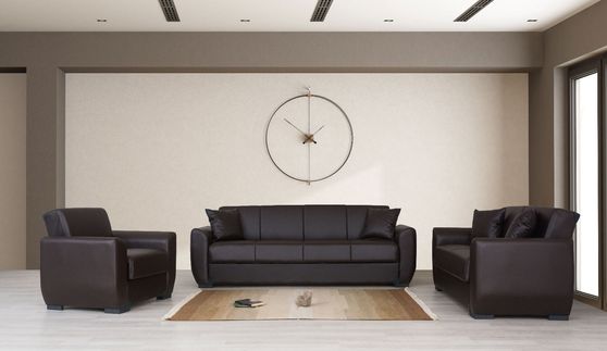 Dark brown all PU leather sofa / sofa bed