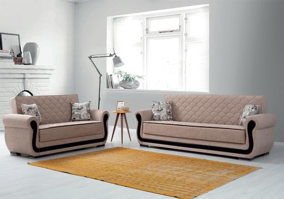 Cream/beige storage sofa bed