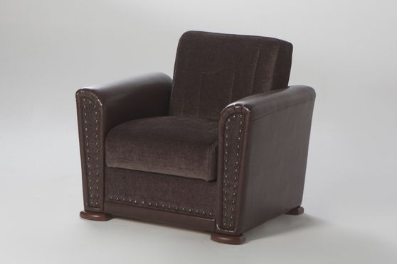 Dark brown casual chair w/ bed and storage