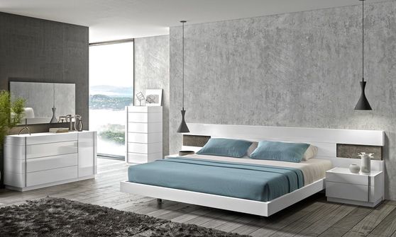 Premium white wide white headboard queen bed