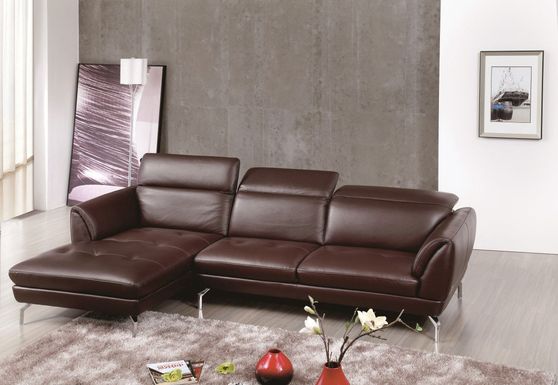 Quality 2pcs sectional sofa in brown leather