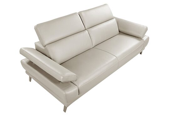 Smoke taupe leather loveseat w/ adjustable headrests