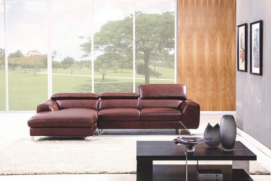 Modern low-profile sectional in black leather