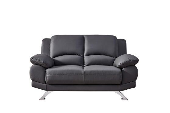 Gray modern black leather loveseat