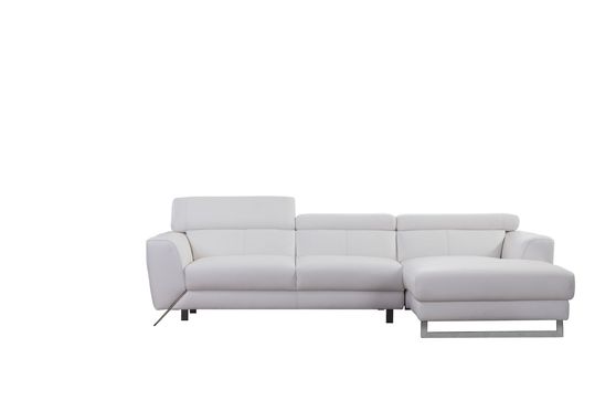 Motion headrests white leather sectional sofa