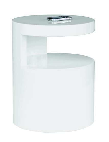 White gloss oval modern end table