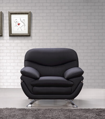 Stunning black leather chair w/ chromed legs