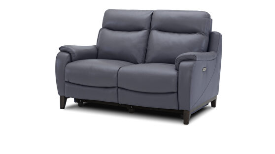 Full gray slate leather recliner loveseat