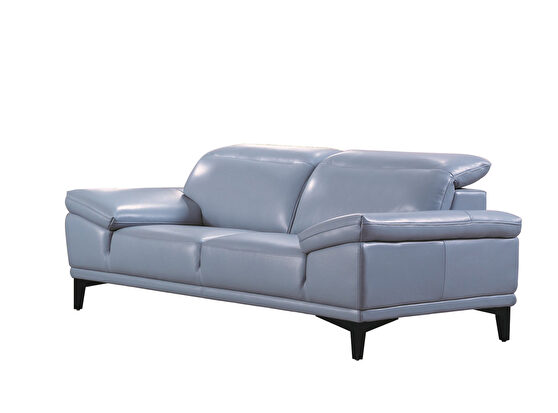 Aqua modern low-profile loveseat w/ adjustable headrests