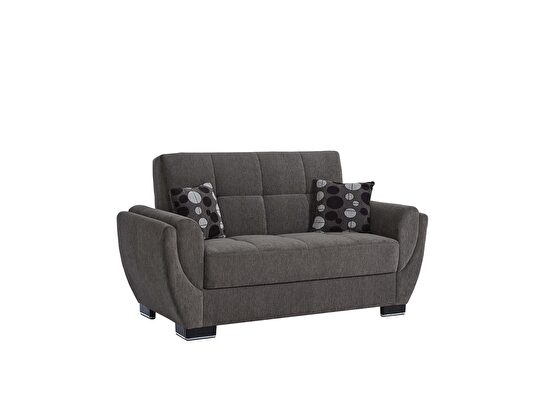 Asphalt gray fabric sleeper loveseat w/ storage