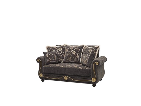 Gray chenille middle eastern style traditional loveseat