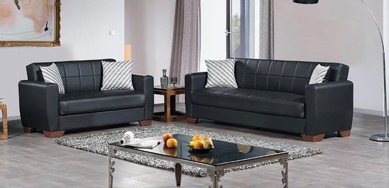 Casual style leatherette sofa / sofa bed w/ storage
