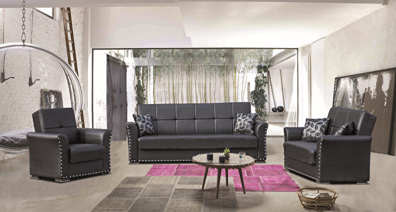 Black pu leather sofa w/ storage