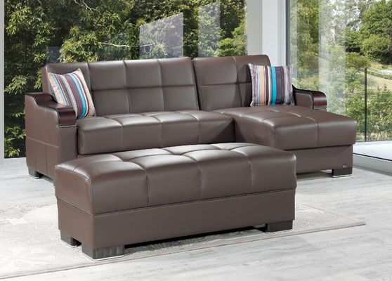 Brown leatherette reversible sectional sofa
