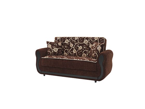 Classic style casual loveseat in brown chenille fabric