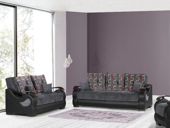 Gray microfiber / bonded leather sleeper sofa