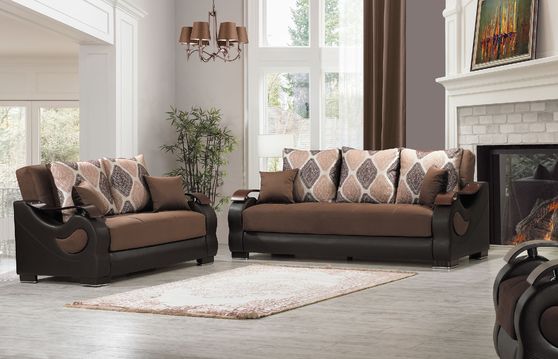 Brown microfiber / bonded leather sleeper sofa