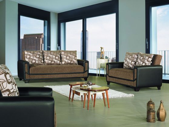 Chenille brown fabric modern sofa / bed series