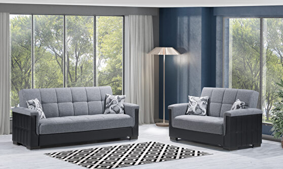 Two-toned fabric / leather sofa sleeper