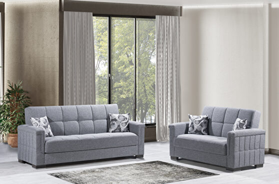 Gray all fabric sofa sleeper