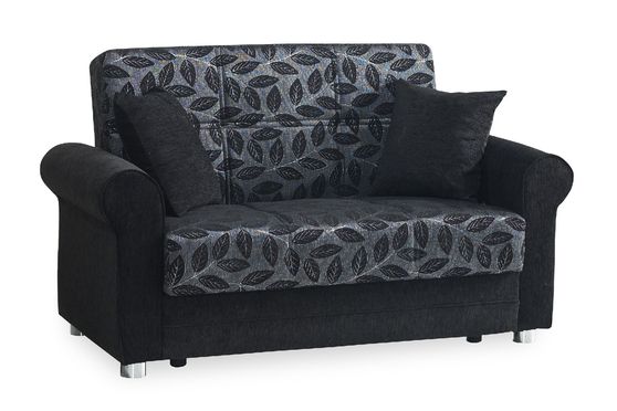 Black chenille fabric casual living room loveseat