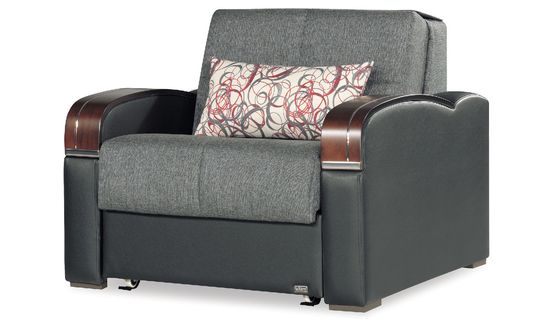 Gray sleeper / sofa bed chair w/ storage
