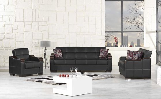 Modern convertible sofa w/ storage in black