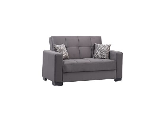 Gray microfiber loveseat w/ storage