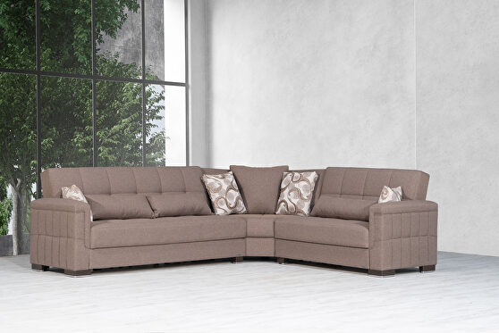 Fully reversible brown sugar fabric sectional