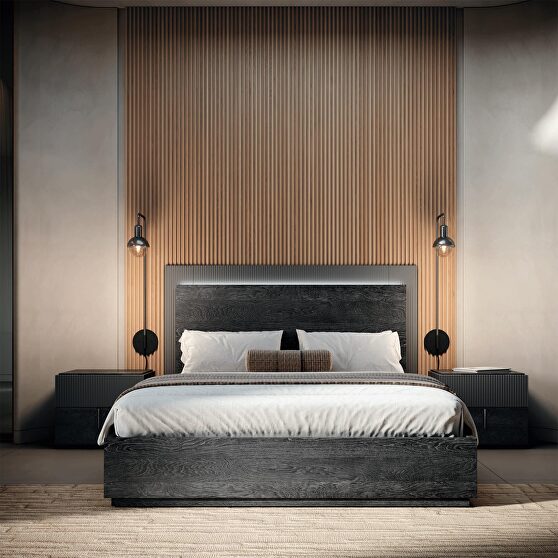 Matte dark gray contemporary king bed made in Italy