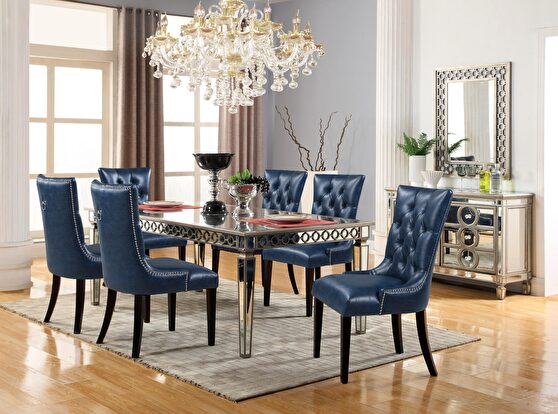 Contemporary style dining table in silver finish wood