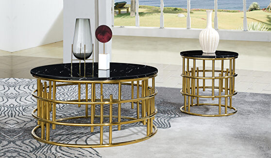 Modern style marble coffee table with metal base