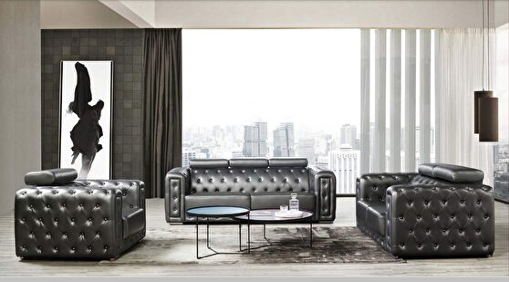Modern style sofa in silver faux leather