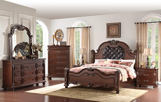 Traditional style queen king in cherry finish wood