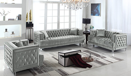 Modern style silver sofa with acrylic legs