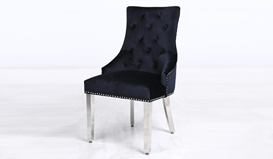 Pair of contemporary velvet tufted dining chairs