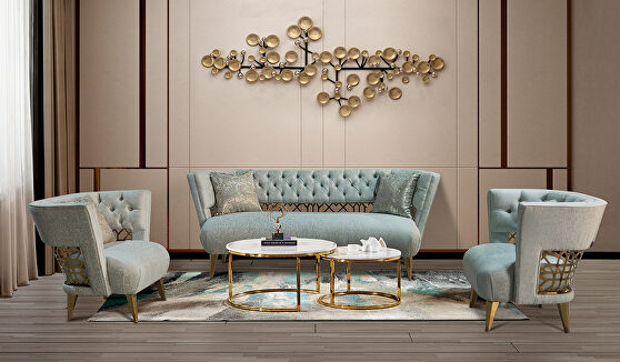 Teal velvet sofa in contemporary style