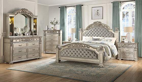 Stylish glam / casual tufted headboard bed