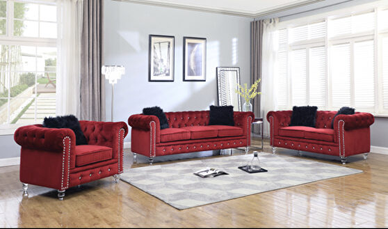 Modern style red sofa with acrylic legs