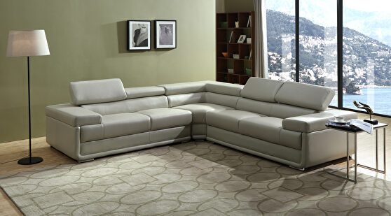 Beige sectional in faux leather