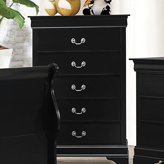 Black five-drawer chest