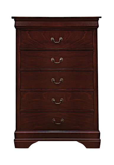 Red brown five-drawer chest