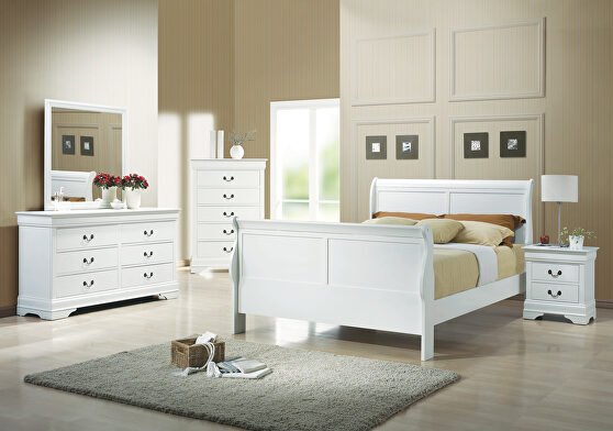 Traditional youth white queen bed