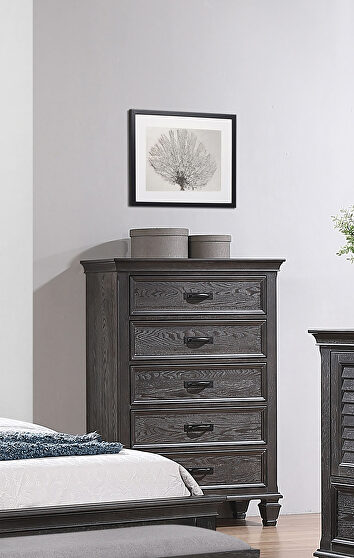 Weathered sage finish chest w 5 drawers