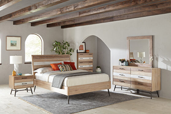Rough sawn multi finish queen bed
