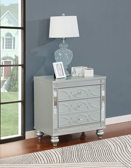 Metallic finish nightstand