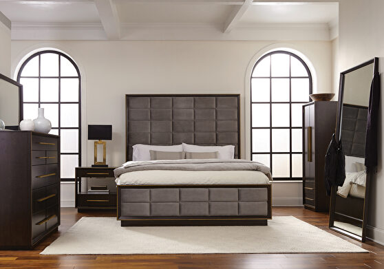 Smoked peppercorn finish queen bed