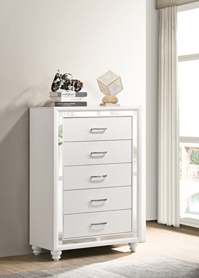 White and silver finish chest
