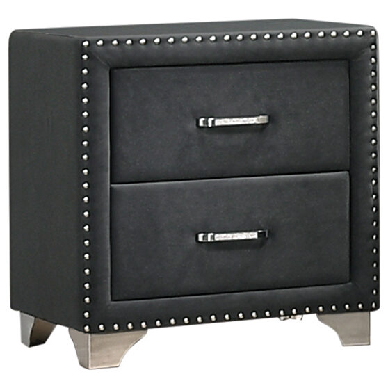 Gray matte velvet upholstery nightstand