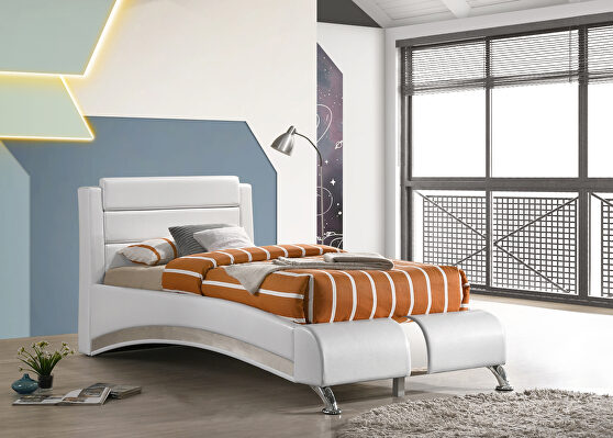 Glossy white finish twin bed